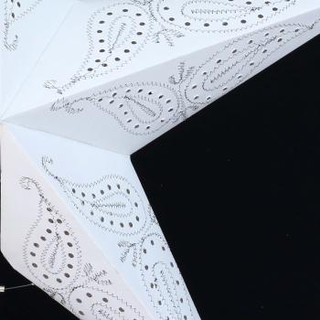 Preview: Ananti Batik Weiß  - Faltbarer Leuchtstern, Weihnachtsstern aus Papier mit 5 Zacken, 60 cm